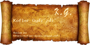 Kofler Győző névjegykártya